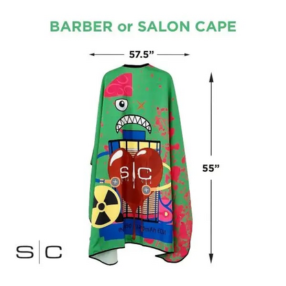 SC Stylecraft Waterproof Barber/Stylist Cape in Radioactive Black Design