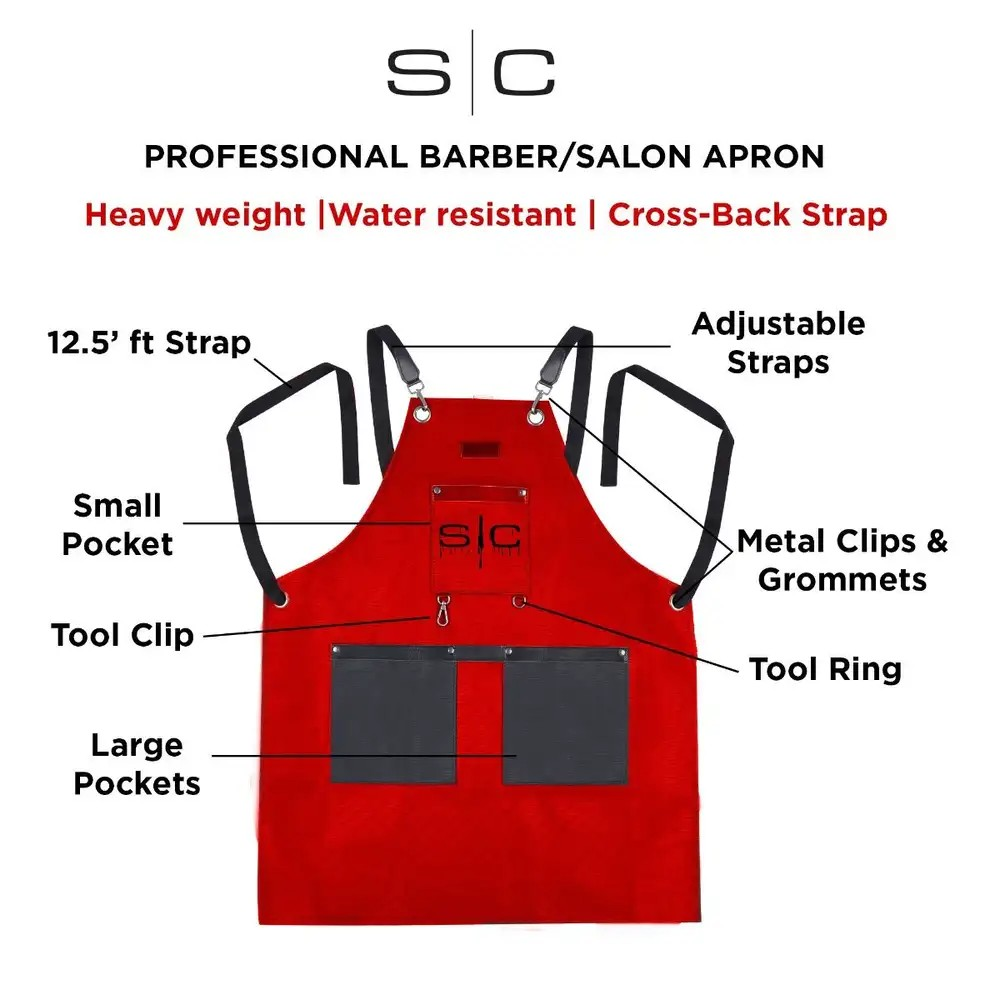 Gamma+ Stylecraft Heavy Weight Waterproof Barber/Salon Apron Red